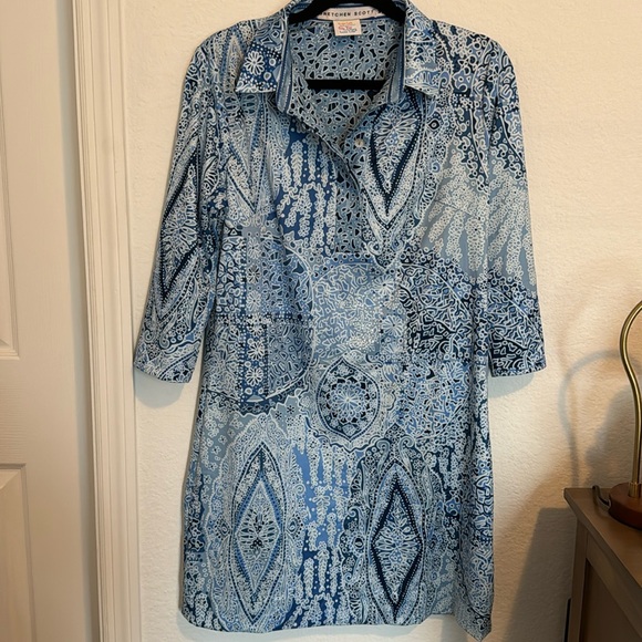 Gretchen Scott Paisley Collared 3/4 Sleeves Dress - Picture 3 of 8